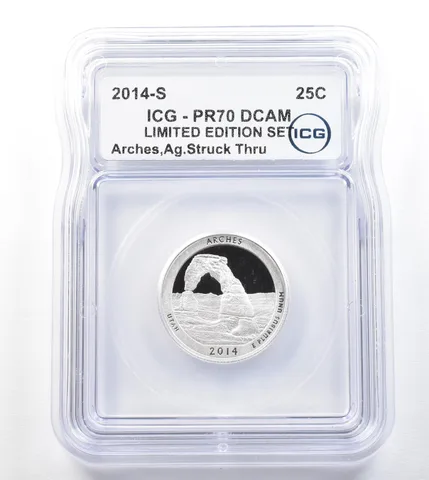 ERROR 2014-S Quarter Silver ATB Arches LE Set Struck Thru PR70 ICG a3304