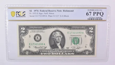 $2 1976 Richmond VA FRN Fr#1935-E Superb Gem Unc 67 PPQ PCGS