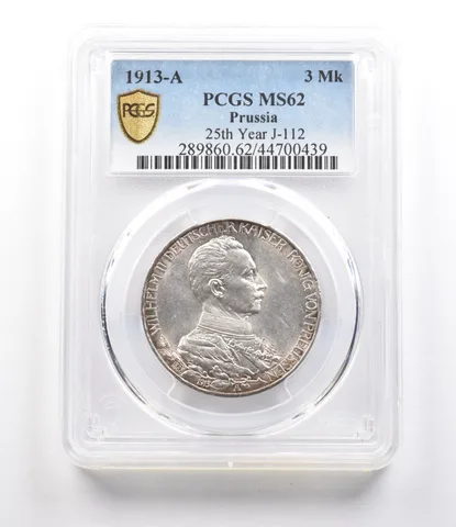 1913 A Prussia 3 Mark 25th Year J-112 MS62 PCGS *2635