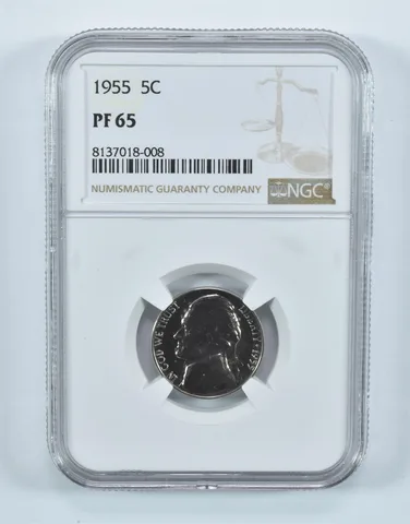 1955 Jefferson Nickel PF65 NGC Brown Label