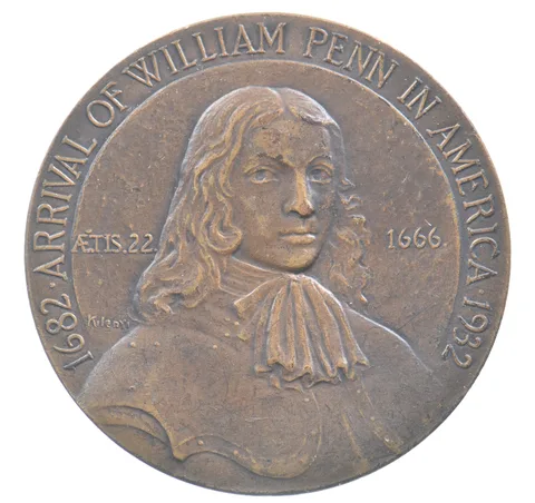 1932 So-Called Dollar Arrival Of William Penn In America Medal *8182