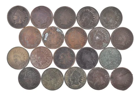 Lot 20 1800's 1890-1899 Indian Head Penny Cents US Coin Collection 2/5 Roll *525