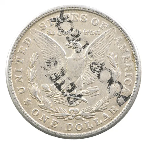 1921-S Morgan Silver Dollar Pete's Poop Deck Sticker Advertising *0383