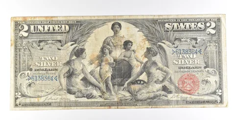 1896 $2 Silver Certificate Large Note Red Seal Educational *5617