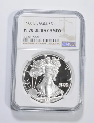 1988-S American Silver Eagle 1 Oz PF70 UCAM NGC Brown Label