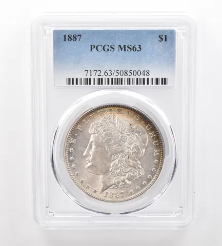 1887 Morgan Silver Dollar MS63 PCGS Peripheral Tone a7447