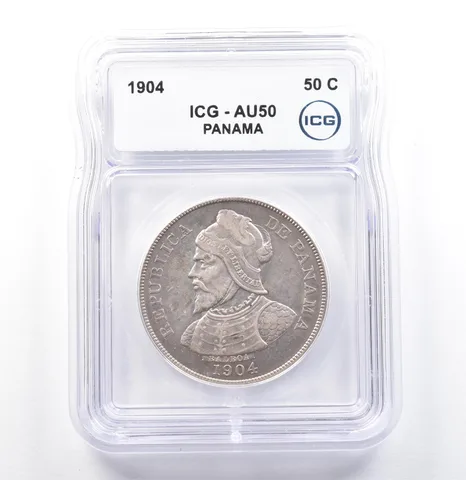 1904 Panama 50 Centesimos AU50 ICG *9867