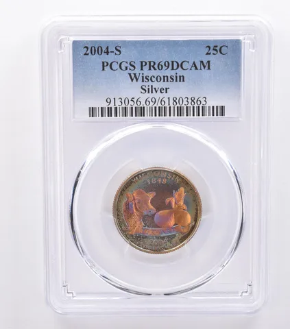 2004-S Washington State Quarter Wisconsin Silver PR69 DCAM PCGS Nice Tone *8733
