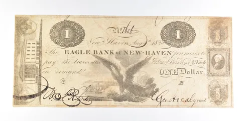 1823 $1 New Haven CT Eagle Bank Obsolete Note *0241