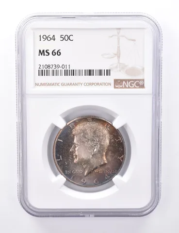 MS66 1964 Kennedy Half Dollar - Graded NGC Rainbow Toned a4422