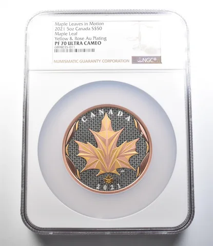 2021 Canada $50 Silver Maple Leaves In Motion PF70 UCAM NGC a4322
