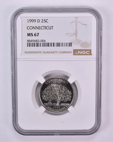 1999-D Washington State Quarter Connecticut MS67 NGC Brown Label