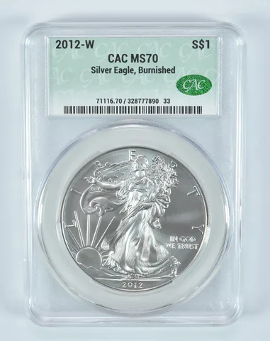 2012-W Burnished Silver Eagle MS70 CAC CACg