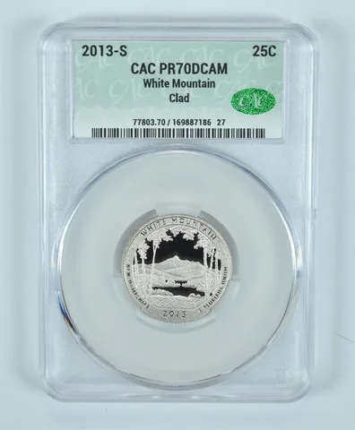 2013-S Washington Quarter White Mountain CLAD ATB PR70 DCAM CAC CACg