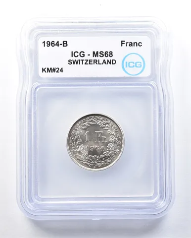 1964 B Switzerland Franc KM#24 MS68 ICG *8948