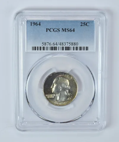 1964 Washington Quarter MS64 PCGS Beautifully Toned *7276