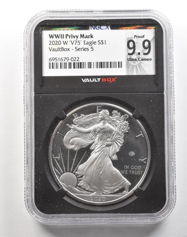 2020-W American Silver Eagle V75 Privy Vaultbox Series 5 Proof 9.9 NGC X *5156