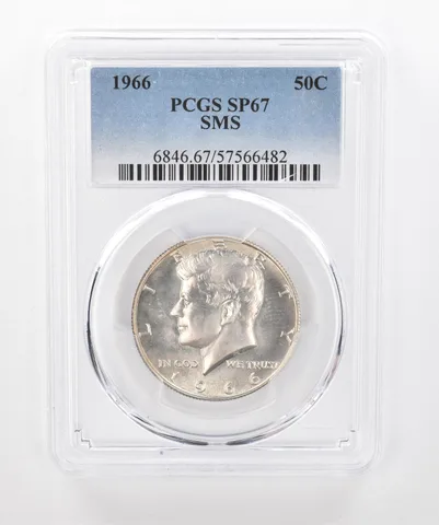 1966 Kennedy Half Dollar SMS SP67 PCGS Peripheral Tone Reverse *1362