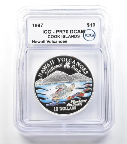 1997 Cook Islands 10 Dollars Silver Hawaii Volcanoes PR70 DCAM ICG a3663