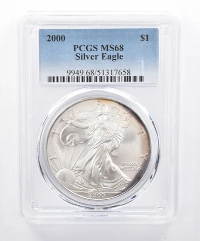 2000 American Silver Eagle MS68 PCGS Peripheral Tone Reverse *8496
