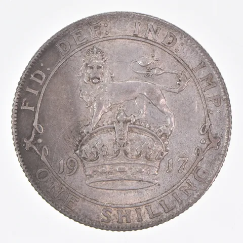 Better Date - 1917 Great Britain 1 Shilling World Coin- Silver *305