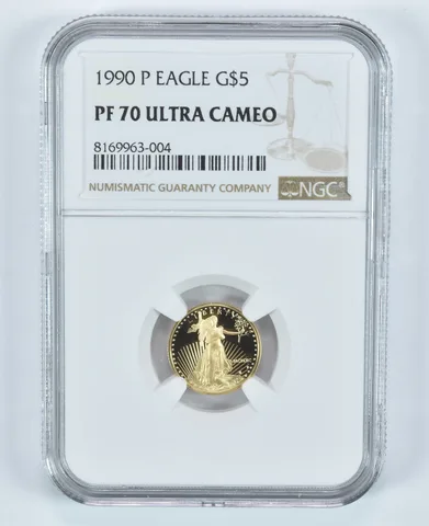 1990-P $5 American Gold Eagle 1/10 Oz Gold PF70 UCAM NGC