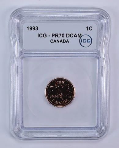 1993 Canada 1 Cent PR70 DCAM ICG