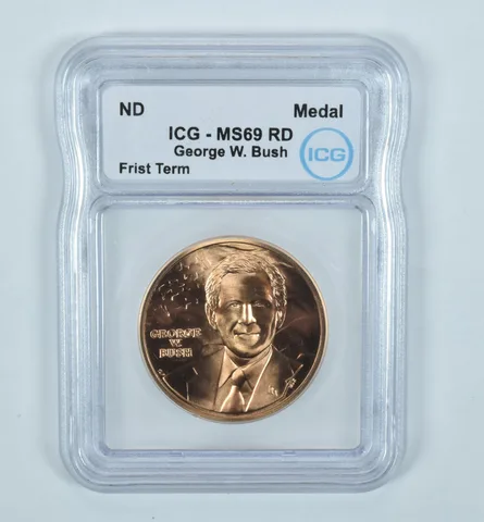 (ND) Bronze Presidential Medal George W Bush First Term MS69 RD ICG