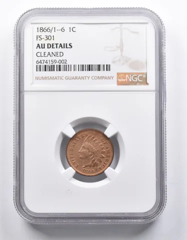 AU 1866/1--6 Indian Head Cent FS-301 NGC *0915