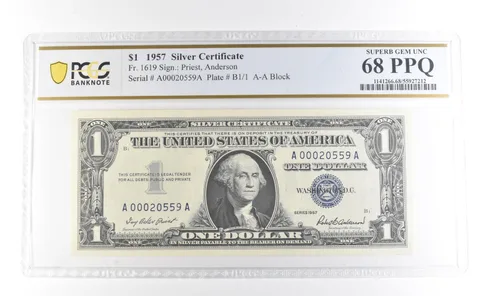 1957 $1 Silver Certificate Fr#1619 Superb Gem Unc 68 PPQ PCGS *3977