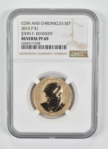 2015-P Presidential $1 John F Kennedy Coin and Chronicles Reverse PF69 NGC