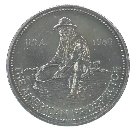 1986 Engelhard 1 Oz Silver American Prospector Beautiful Tone *7598