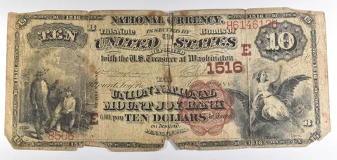 1885 $10 National Currency Union National Mount Joy Bank PA E#1516 *3391