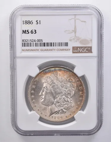 1886 Morgan Silver Dollar MS63 NGC Peripheral Tone *7167