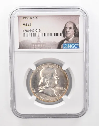 1958-D Franklin Half Dollar MS64 NGC Beautiful Tone *2879