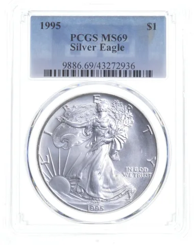 1995 American Silver Eagle 1 Oz MS69 PCGS Blue Label