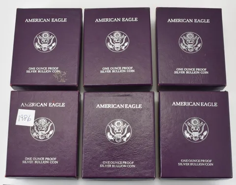 OGP (44) 1986-1993 Proof American Silver Eagle Packaging Purple - NO COINS