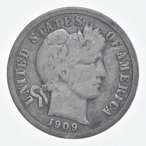 1909 (P) Barber Dime 90% Silver FINE Condition