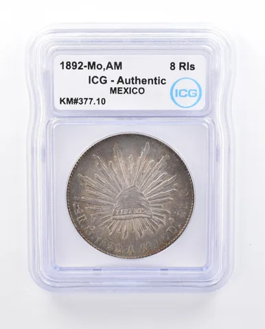 1892 Mo AM Mexico 8 Reales KM#377.10 Authentic ICG Beautiful Tone a4992