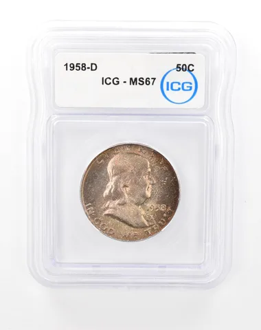 1958-D Franklin Half Dollar MS67 ICG Beautiful Tone *7411
