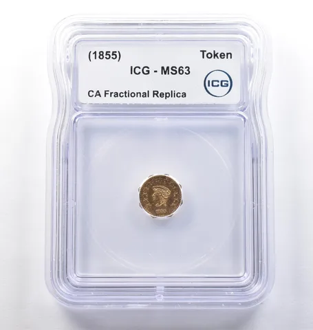 (1855) CA Fractional Gold Style Token Liberty Head 1/2 Dollar MS63 ICG *3798