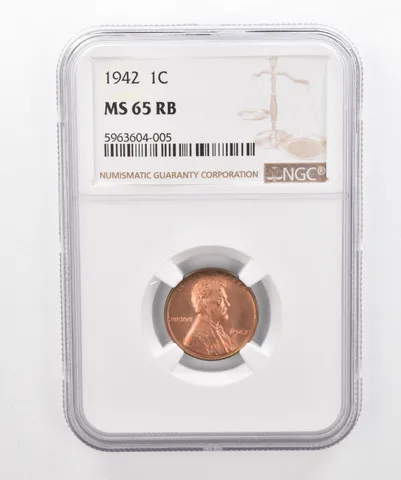 1942 Lincoln Wheat Cent MS65 RB NGC Beautiful Tone *2952