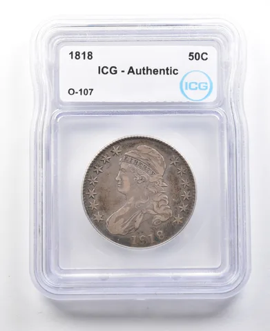 1818 Capped Bust Half Dollar O-107 Authentic ICG a3028