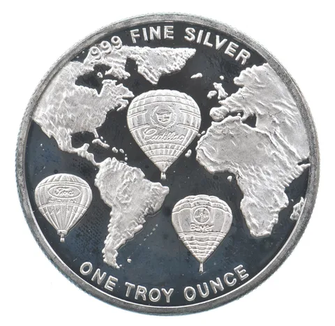 VINTAGE Art Bar/Round 1996 Kodak Albuquerque Balloon Fiesta Silver 1 T Oz *225
