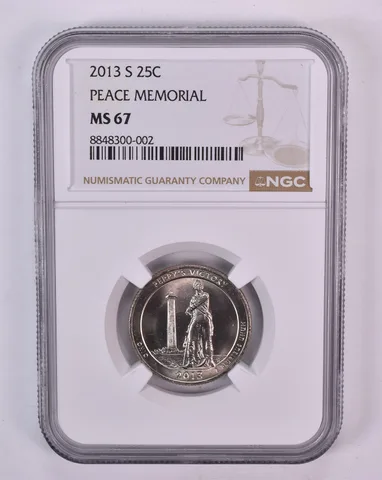 2013-S Washington Quarter Peace Memorial ATB MS67 NGC Brown Label