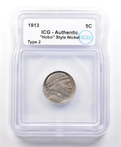 1913 Indian Head Buffalo Nickel Type 2 Hobo Style Authentic ICG a4106