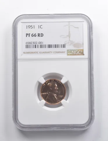 PF66 RD 1951 Lincoln Wheat Cent NGC a7430
