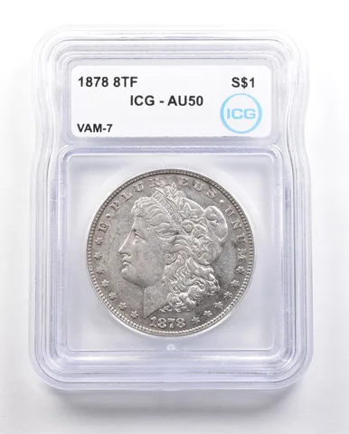 1878 8TF Morgan Silver Dollar VAM-7 AU50 ICG *5854