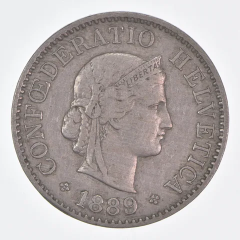 Better Date - 1889 Switzerland 5 Rappen World Coin *172