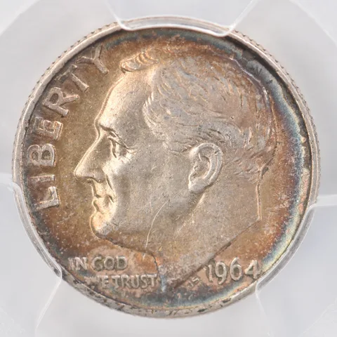 1964 Roosevelt Dime AU53 PCGS Beautiful Tone *0813
